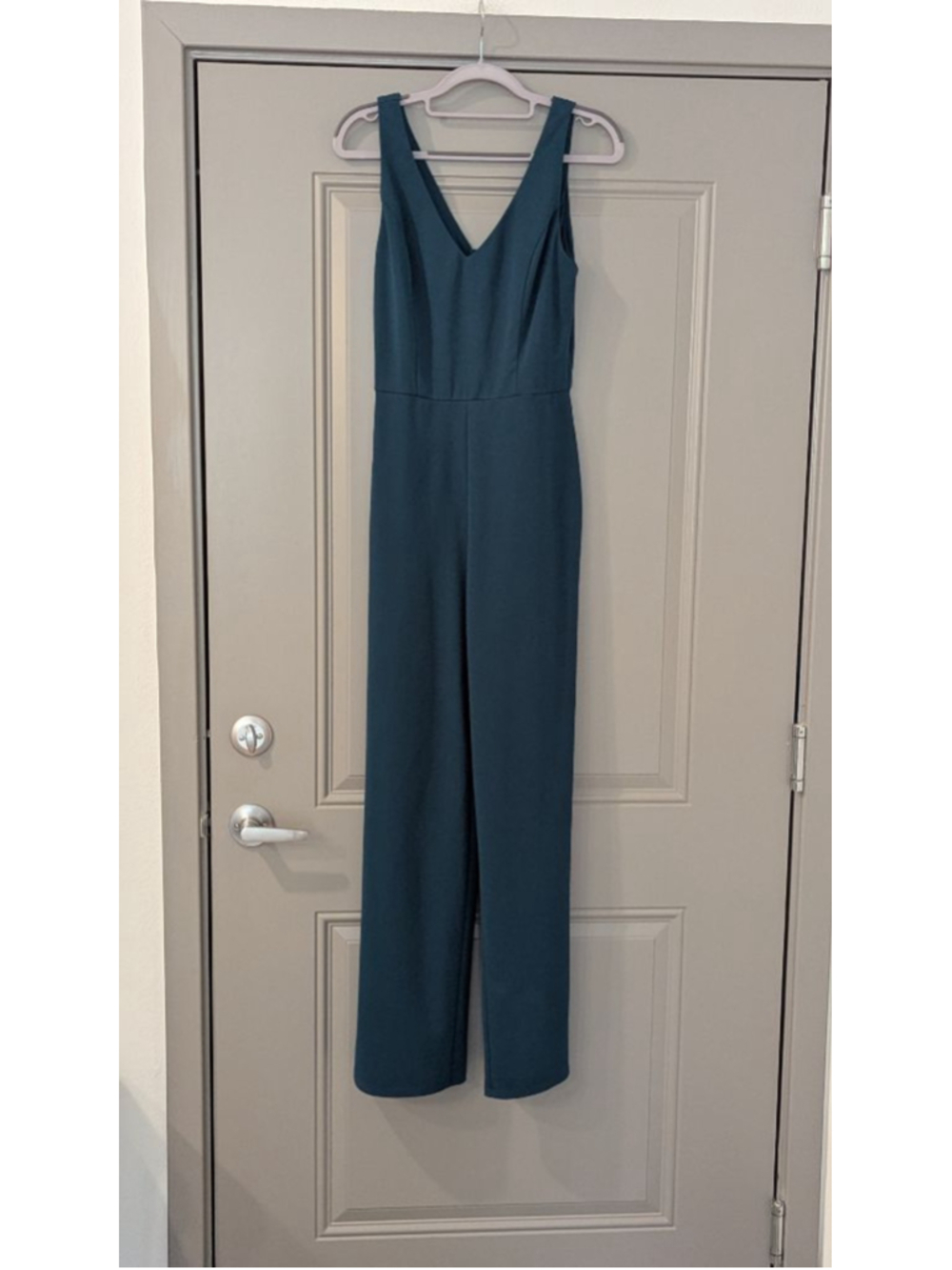 Women's Crystal Sky Teal V-Neck Sleeveless Jumpsuit M